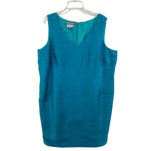 Maggy London Women's Sleeveless Silk Shift Dress Blue Size 24 Petite
